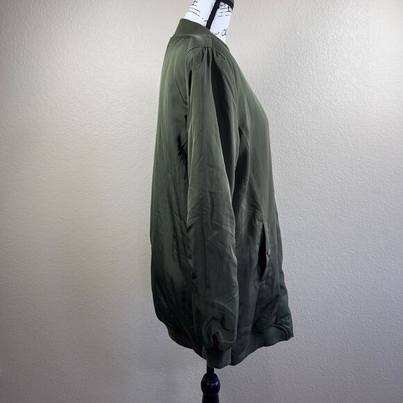 Wishlist women green long  zipper bomber  jacket  goth chic anime size L preppy - Picture 6 of 16
